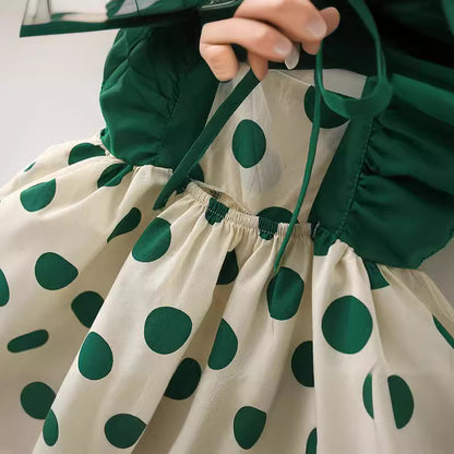 Emerald Dot Party Dress Set.