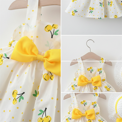 Sunny Cherry Polka Dot Dress & Sun Hat Set