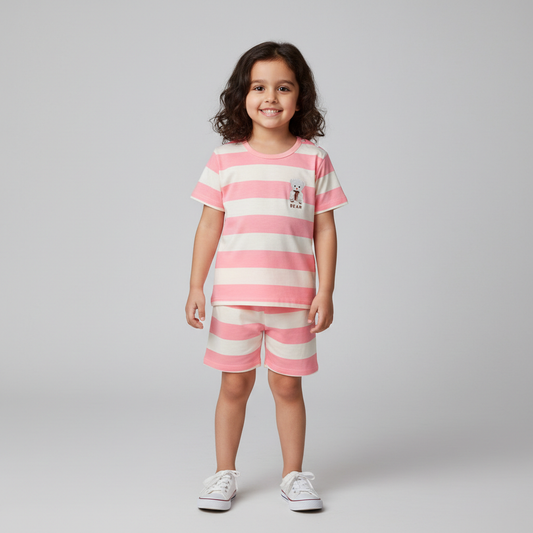 Blush Stripe Bear Set