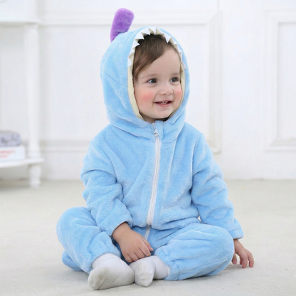 Baby Dinosaur Flannel Fleece Jumpsuit