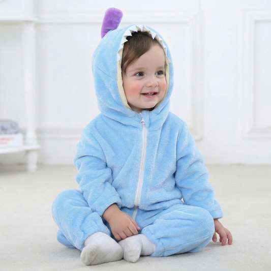Baby Dinosaur Flannel Fleece Jumpsuit