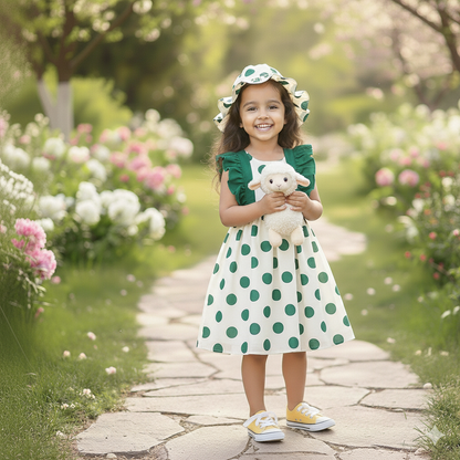 Emerald Dot Party Dress Set.