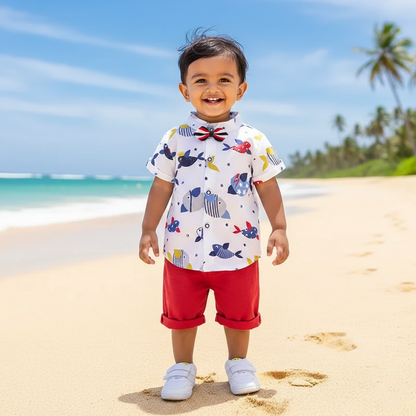 Little Explorer Fish Print Summer Set