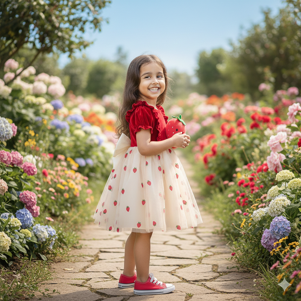 Strawberry Delight Ruffled Dress