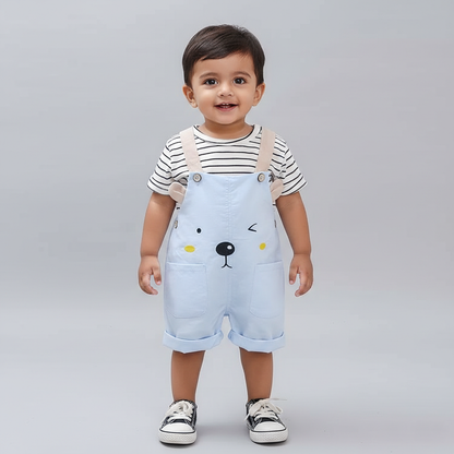 Baby Bear Stripe & Overall Dungaree Set