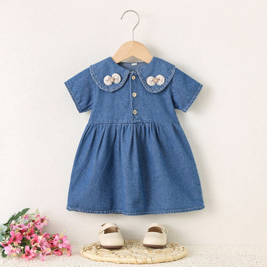 Vintage Peter Pan Collar Denim Dress