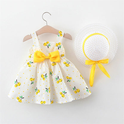 Sunny Cherry Polka Dot Dress & Sun Hat Set