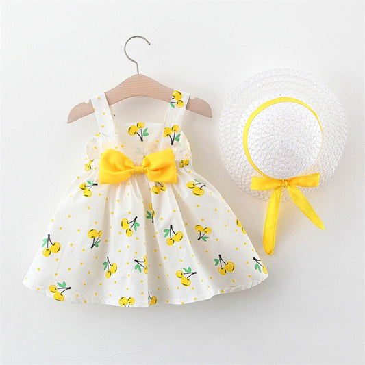 Sunny Cherry Polka Dot Dress & Sun Hat Set