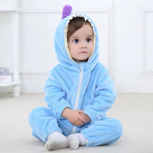Baby Dinosaur Flannel Fleece Jumpsuit