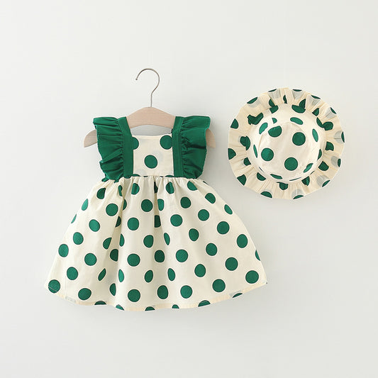 Emerald Dot Party Dress Set.