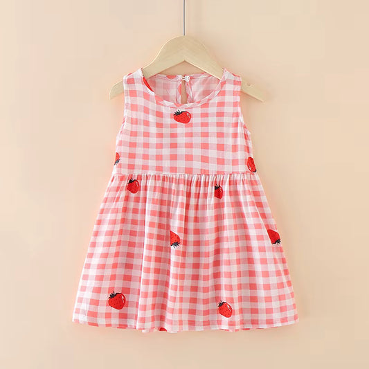 Pink Strawberry Picnic Gingham Dress