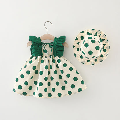 Emerald Dot Party Dress Set.