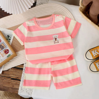 Blush Stripe Bear Set